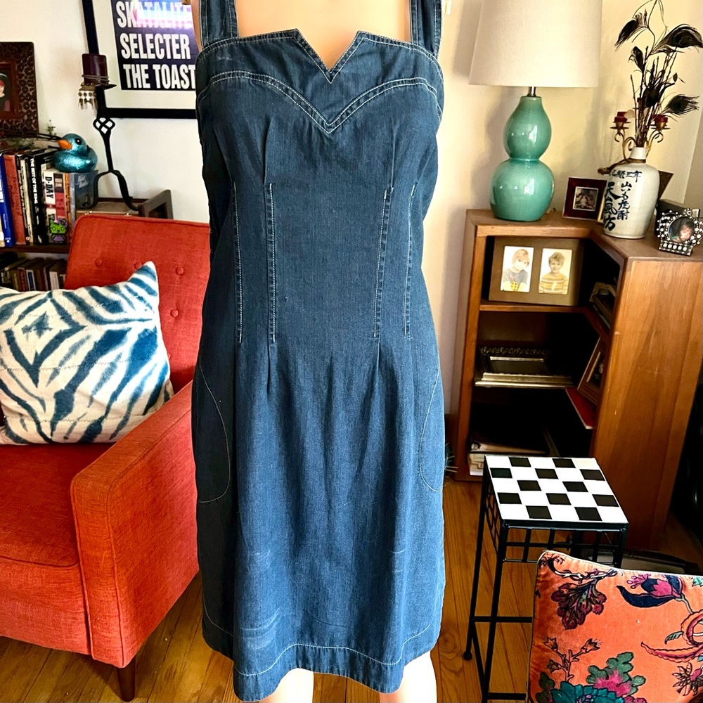 Vintage 90s Denim Sleeveless Dress - Picture 11 of 11